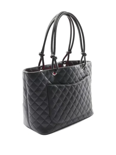 Pre-owned Chanel 2004-2005 Large Cambon Quilted Shoulder Bag In Black