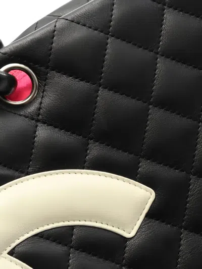 Pre-owned Chanel 2004-2005 Large Cambon Quilted Shoulder Bag In Black
