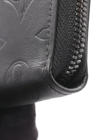 Pre-owned Louis Vuitton 2020 Monogram Shadow Zippy Leather Wallet In Black