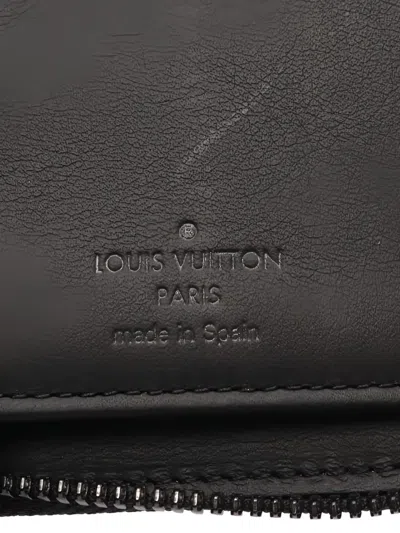 Pre-owned Louis Vuitton 2020 Monogram Shadow Zippy Leather Wallet In Black