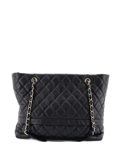Pre-owned Chanel Rolled Up Quilted Caviar Tote Bag In Black