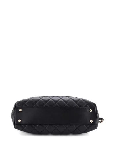 Pre-owned Chanel Rolled Up Quilted Caviar Tote Bag In Black