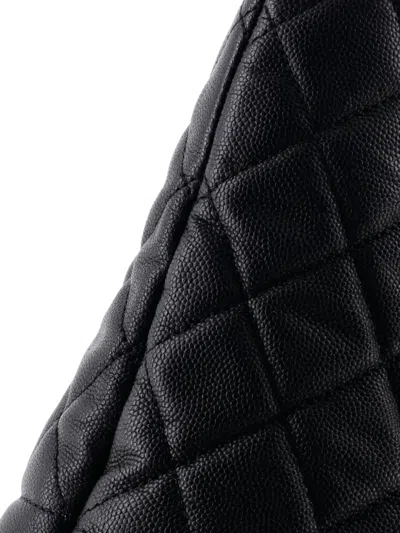 Pre-owned Chanel Rolled Up Quilted Caviar Tote Bag In Black