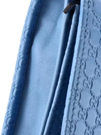 Pre-owned Gucci Wallet On Strap Microssima Leather Crossbody Bag In Blue