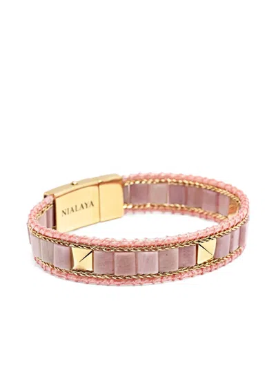 Nialaya Jewelry Stud-embellishment Rhodonite Bracelet In Pink