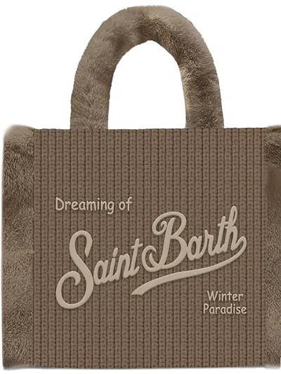 Mc2 Saint Barth Colette Shearling Rib Tote Bag In Brown