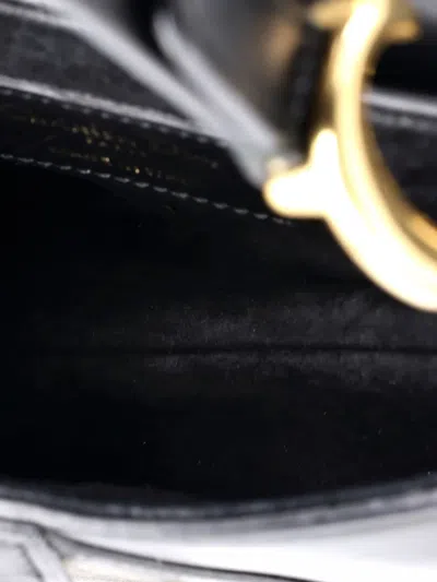 Pre-owned Dior Saddle Handbag Leather Mini Shoulder Bag In Black