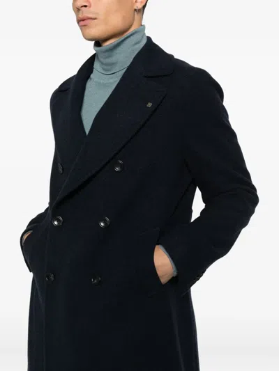 Tagliatore Double-breasted Wool Coat In Blue