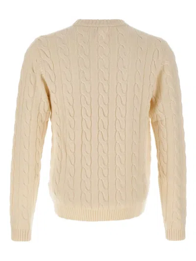 Sun 68 Cable-knit Logo Sweater In Neutral