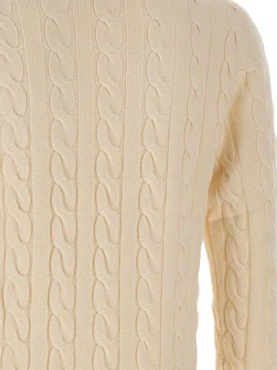 Sun 68 Cable-knit Logo Sweater In Neutral