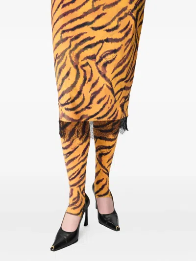 Marine Serre Tiger-print Tube Dress In Orange