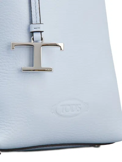 Tod's T-logo Leather Bucket Bag In Blue