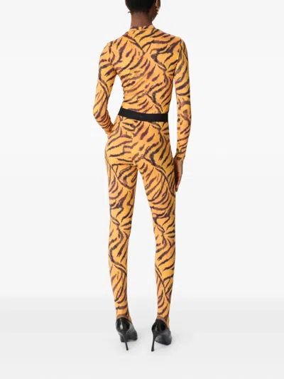 Marine Serre Tiger-print Turtleneck Top In Orange