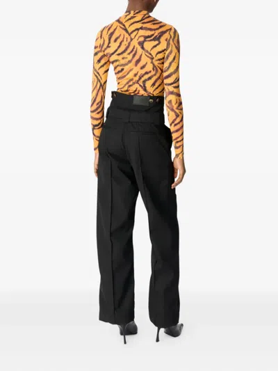 Marine Serre Tiger-print Turtleneck Top In Orange