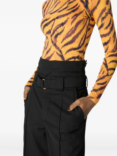 Marine Serre Tiger-print Turtleneck Top In Orange