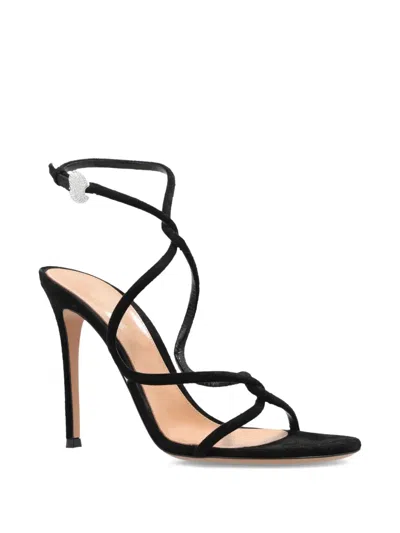 Gianvito Rossi Jungle Mamba Suede Ankle-strap Sandals In Black