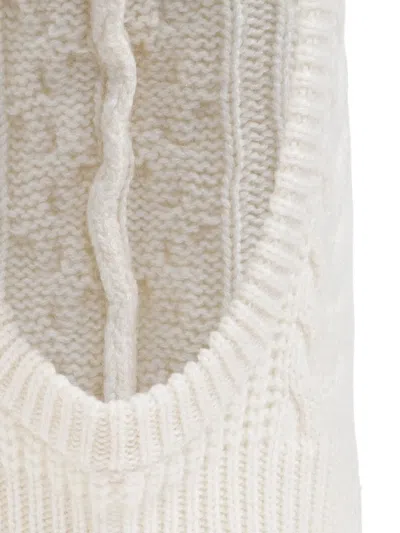Lisa Yang Cable-knit Balaclava In White