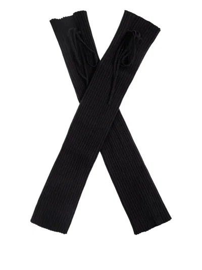 Lisa Yang Ribbed Gloves In Black