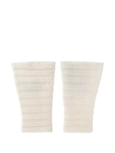 Lisa Yang Ribbed Gloves In White