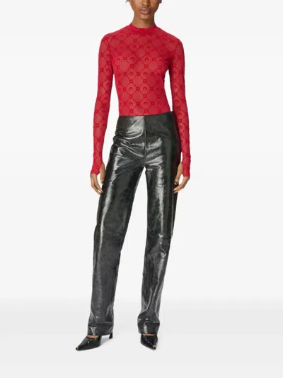 Marine Serre Glossy Moon Trousers In Black