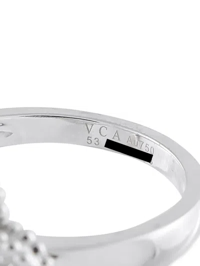 Pre-owned Van Cleef & Arpels 18k White Gold Alhambra Diamond Ring In Silver