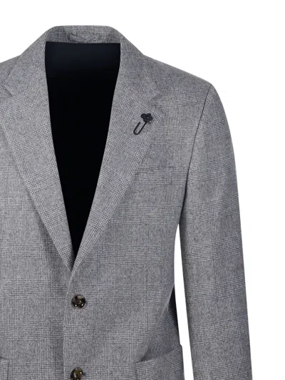 Lardini Checked Blazer In Gray