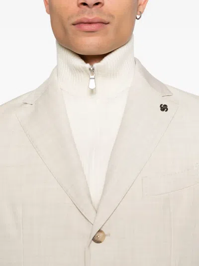 Gran Sasso Pocket Button Blazer In Neutral