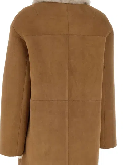 Hiso Gyro Shearling-lapels Coat In Brown