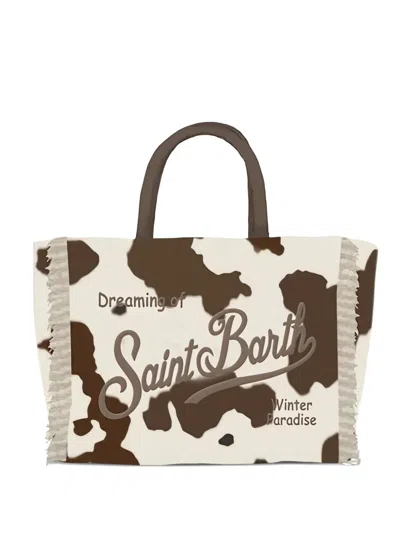 Mc2 Saint Barth Colette Felt Fringed Bag In Neutral