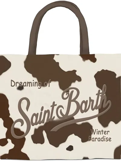 Mc2 Saint Barth Colette Felt Fringed Bag In Neutral