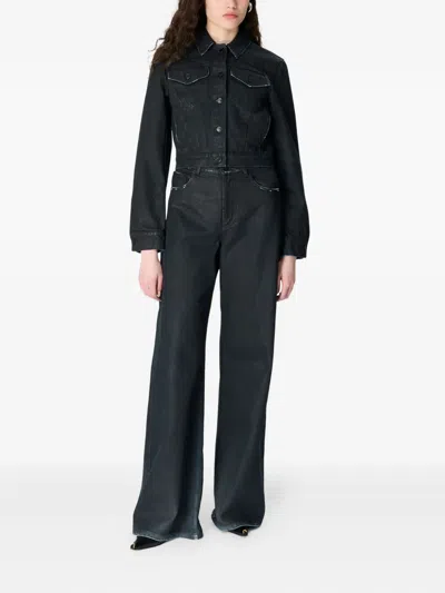 Marine Serre Moon Waxed Denim Jacket In Black