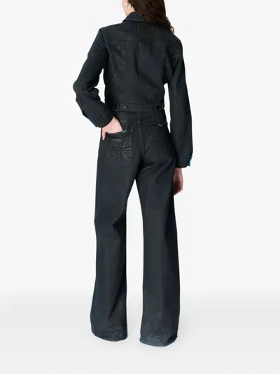 Marine Serre Moon Waxed Denim Jacket In Black