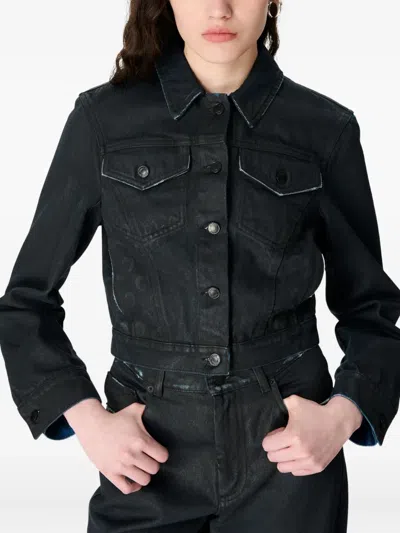 Marine Serre Moon Waxed Denim Jacket In Black