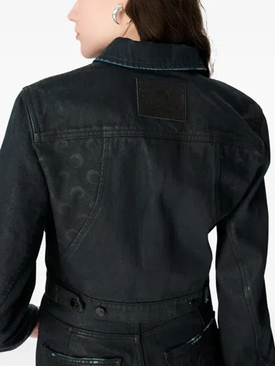 Marine Serre Moon Waxed Denim Jacket In Black