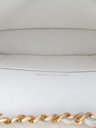 Pre-owned Chanel 2021-2025 Quilted Caviar Coco Casino Phone Holder On Chain Crossbody Bag In White