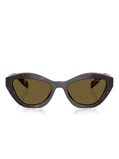 Prada Logo-detail Cat-eye Sunglasses In Green