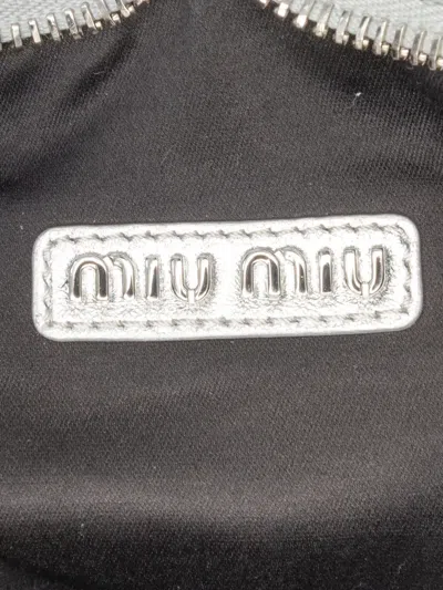 Pre-owned Miu Miu 2021-2025 Mini Matelasse Metallic Nappa Wander Bag Satchel In Silver