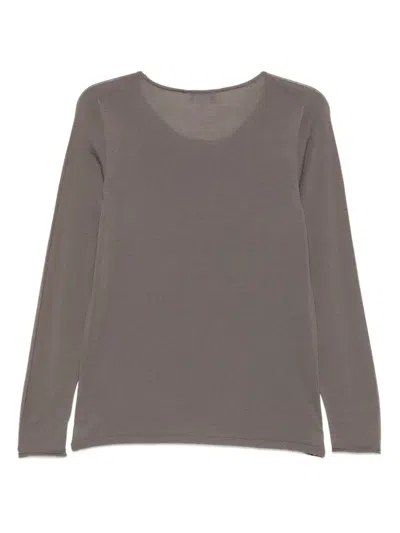 Le Tricot Perugia Crew-neck Top In Brown