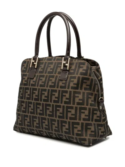Pre-owned Fendi 2000-2017 Zucca Canvas Satchel In Brown