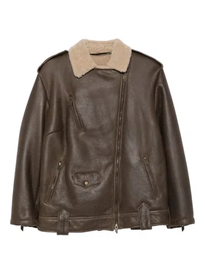 Salvatore Santoro Leather Zip-up Jacket In Brown