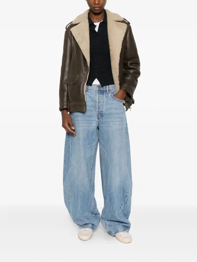 Salvatore Santoro Leather Zip-up Jacket In Brown