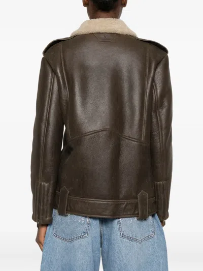 Salvatore Santoro Leather Zip-up Jacket In Brown