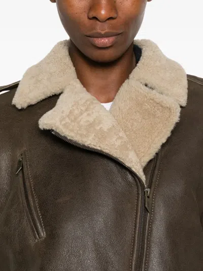 Salvatore Santoro Leather Zip-up Jacket In Brown