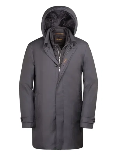 Moorer Layered Hooded Coat In Gray