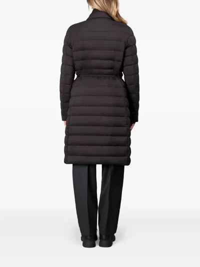 Moorer Belted Quilted Coat In Black