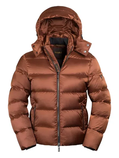 Moorer Hooded Zip-up Padded Jacket In Brown