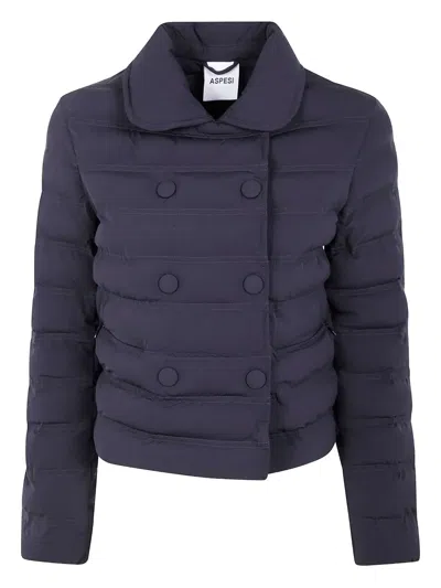 Aspesi Double-breasted Casual Jacket In Blue