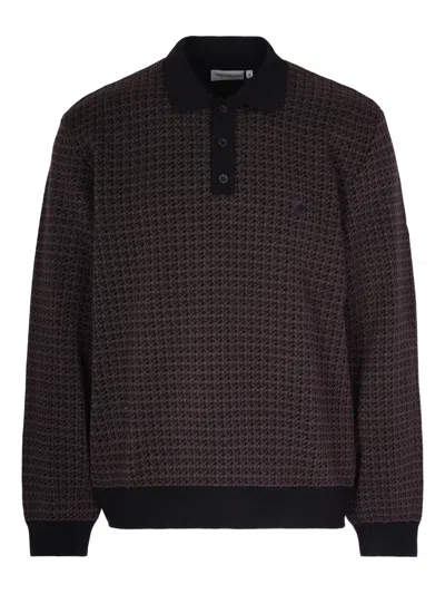 Carhartt Houndstooth Polo Shirt In Brown