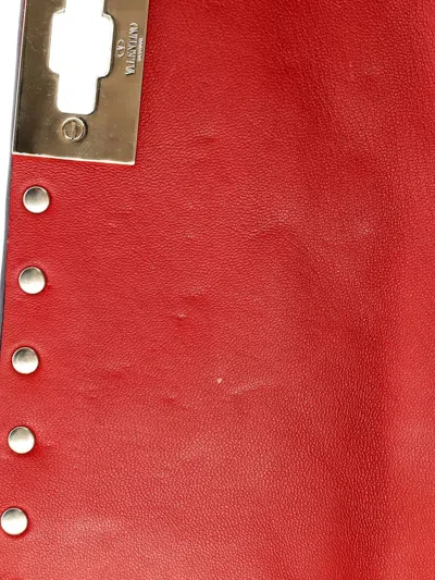 Pre-owned Valentino Garavani Rockstud Spike Flap Bag Quilted Leather Medium Crossbody Bag In Red