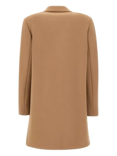 Elena Miro' Jewel-button Lapels Coat In Neutral